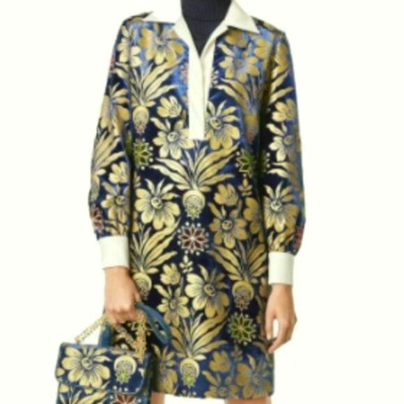 Tory Burch Thelma Floral Print Shift Dress Blue Dahlia size 6 - Picture 1 of 15